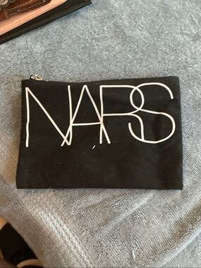 NARS Black Canvas Logo Zip Pouch with White Print